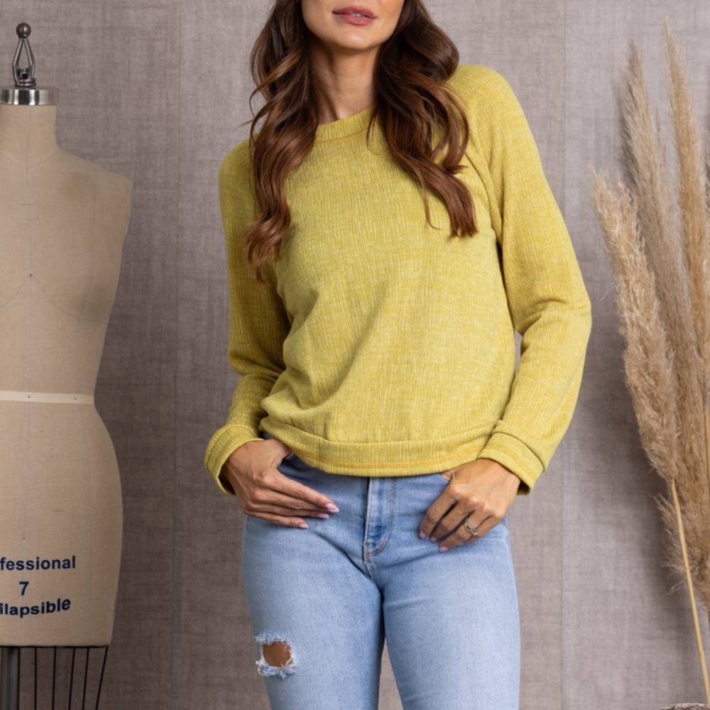 MUSTARD KNITTED LONG SLEEVE TOP